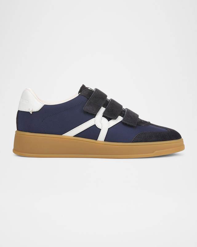 Reagan Mixed Leather Triple-Grip Sneakers